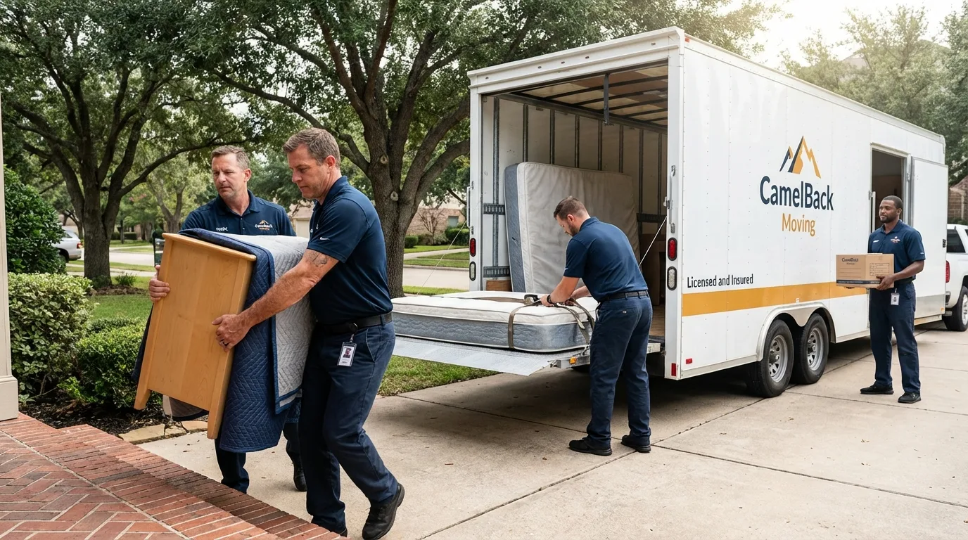 Crew loading residential truck for cross-state move from Morganfield, KY